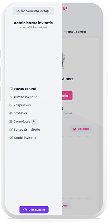 InviteMe.fr - Menu tableau de bord