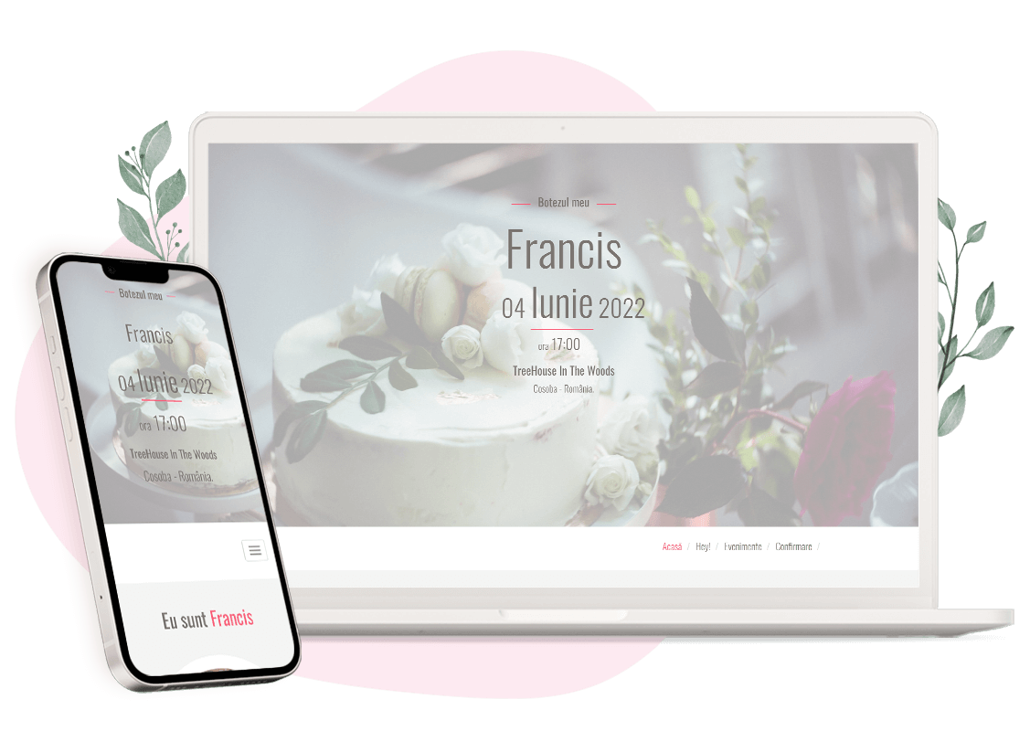 Modèle d'invitation en ligne pour Baptême : personnalisez Pure selon vos envies.
