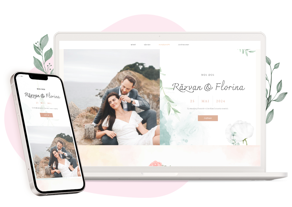 Modèle d'invitation en ligne pour Mariage : personnalisez Serenity selon vos envies.